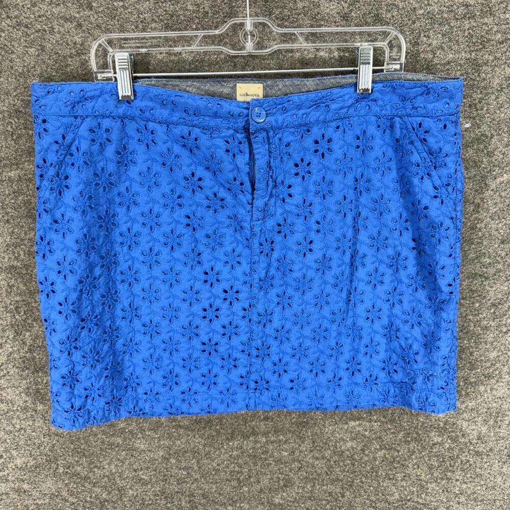 G.H. Bass & Co. Mini Skirt Women 16 Blue Floral Short Embroidered Cotton Pockets